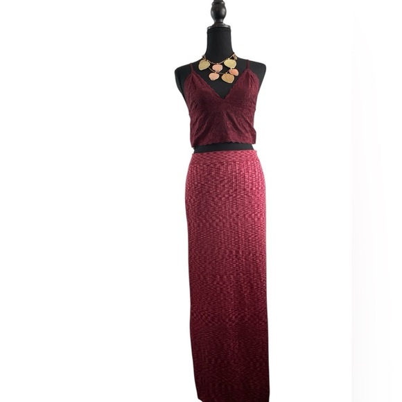 Free People Beach to Night Ribbed Sweater Knit Midi Skirt Size M - Picture 2 of 9